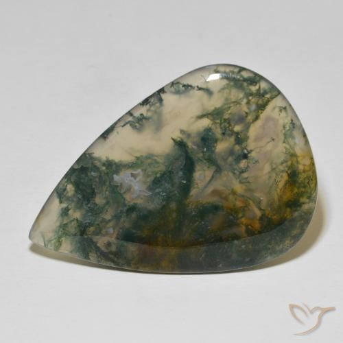 85.14ct Natürlicher Mehrfarbig Moosachat, Birnenform, Lichtundurchlässig
