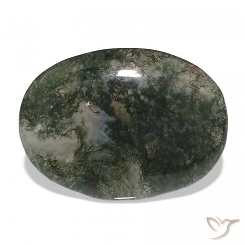 37.71ct Mehrfarbig Moosachat, Oval, Lichtdurchlässig