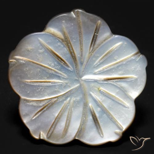 14.21ct Natürlicher Rauchig Perlmutt, Blumen-Schliff, Lichtundurchlässig