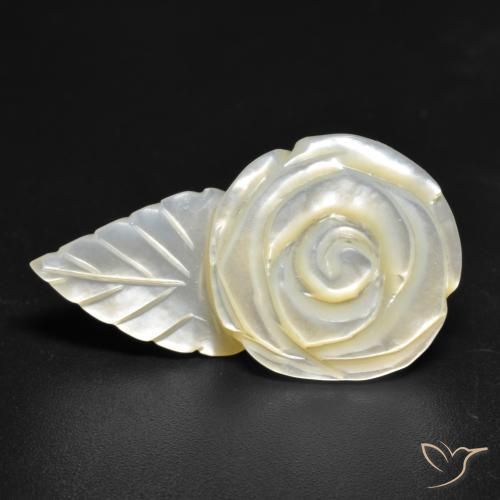 18.49ct Natürlicher Perlweiss Perlmutt, Blumen-Schliff, Lichtundurchlässig