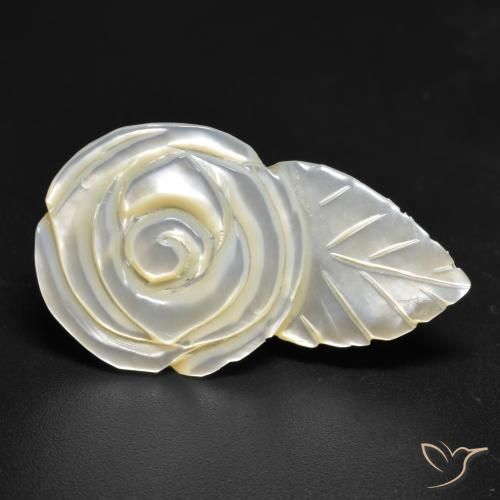 17.26ct Natürlicher Perlweiss Perlmutt, Blumen-Schliff, Lichtundurchlässig