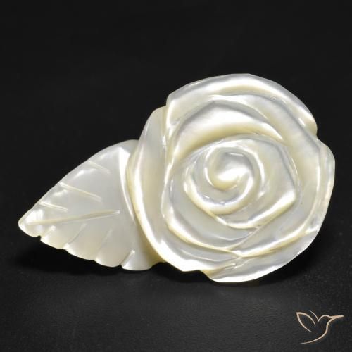 12.59ct Natürlicher Perlweiss Perlmutt, Blumen-Schliff, Lichtundurchlässig