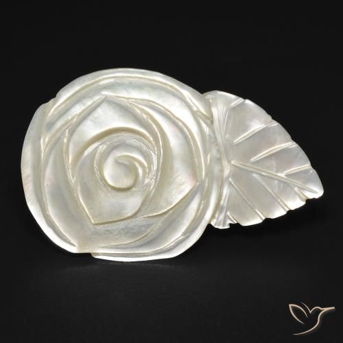 13.65ct Natürlicher Perlweiss Perlmutt, Blumen-Schliff, Lichtundurchlässig