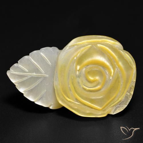 21.40ct Natürlicher Mittelgelb Perlmutt, Blumen-Schliff, Lichtundurchlässig