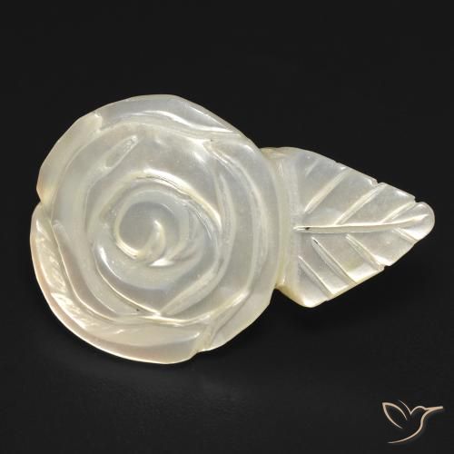 11.49ct Natürlicher Perlweiss Perlmutt, Blumen-Schliff, Lichtundurchlässig