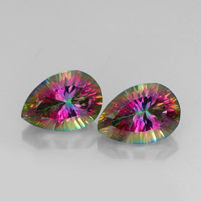  ct natürliche Top-Regenbogen Mystischer Quarz-Edelsteine, Birnenform, VVS