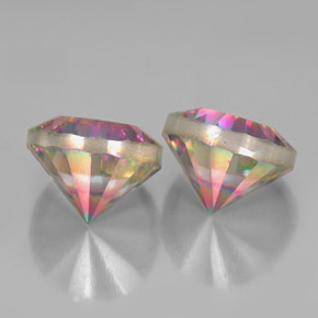  ct natürliche Top-Regenbogen Mystischer Quarz-Edelsteine, Rund Schliff, VVS-VS