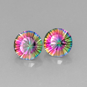  ct natürliche Top-Regenbogen Mystischer Quarz-Edelsteine, Rund Schliff, VVS-VS