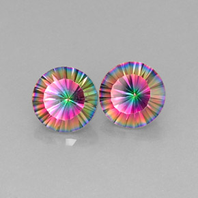  ct natürliche Top-Regenbogen Mystischer Quarz-Edelsteine, Rund Schliff, VVS-VS