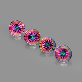  ct natürliche Top-Regenbogen Mystischer Quarz-Edelsteine, Rund Schliff, VVS-VS