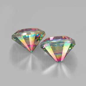  ct natürliche Top-Regenbogen Mystischer Quarz-Edelsteine, Rund Schliff, VVS-VS