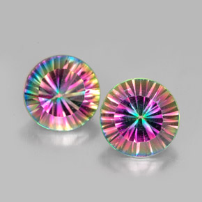  ct natürliche Top-Regenbogen Mystischer Quarz-Edelsteine, Rund Schliff, VVS-VS