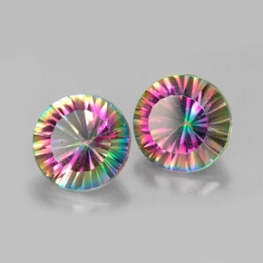  ct natürliche Top-Regenbogen Mystischer Quarz-Edelsteine, Rund Schliff, VVS-VS