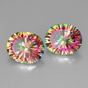  ct natürliche Top-Regenbogen Mystischer Quarz-Edelsteine, Oval Schliff, VVS-VS