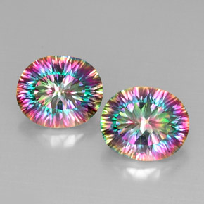  ct natürliche Top-Regenbogen Mystischer Quarz-Edelsteine, Oval Schliff, VVS-VS