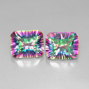  ct natürliche Top-Regenbogen Mystischer Quarz-Edelsteine, Smaragdschliff, VVS-VS