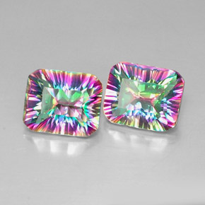  ct natürliche Top-Regenbogen Mystischer Quarz-Edelsteine, Smaragdschliff, VVS-VS