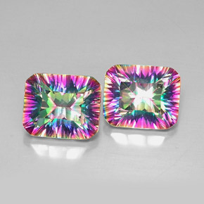  ct natürliche Top-Regenbogen Mystischer Quarz-Edelsteine, Smaragdschliff, VVS