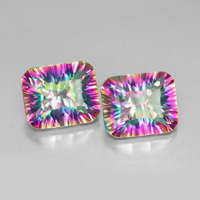  ct natürliche Top-Regenbogen Mystischer Quarz-Edelsteine, Smaragdschliff, VVS