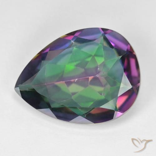 11.22ct Natürlicher Mehrfarbig Mystischer Quarz, Birnenform, VVS-VS