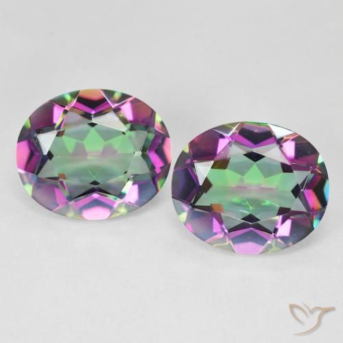 8,46 ct natürliche mehrfarbiger Mystik-Quarz-Edelsteine, Oval Schliff, VVS-VS