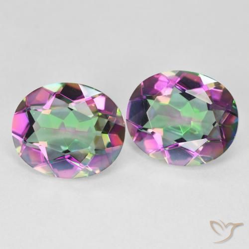 8,46 ct natürliche mehrfarbiger Mystik-Quarz-Edelsteine, Oval Schliff, VVS-VS