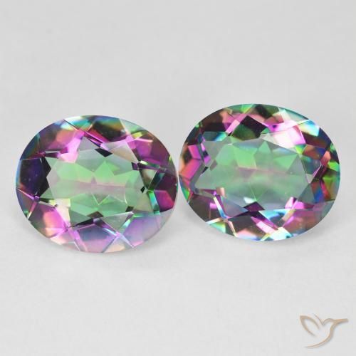 8.72 ct natürliche Mehrfarbig Mystischer Quarz-Edelsteine, Oval, VVS-VS