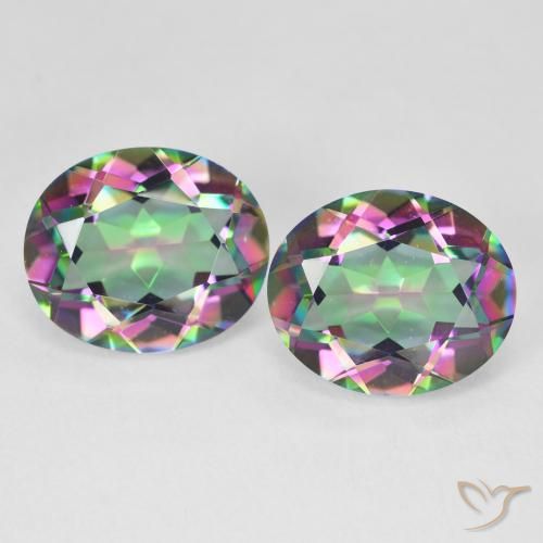9.14ctw Natürlicher Mehrfarbig Mystischer Quarz, Oval, VVS-VS