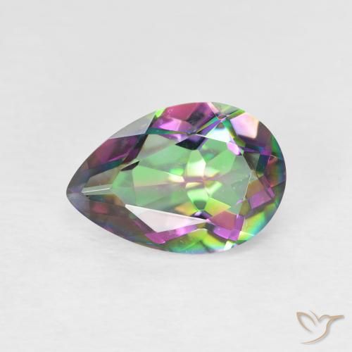 1.76ct Natürlicher Mehrfarbig Mystischer Quarz, Birnenform, VVS-VS