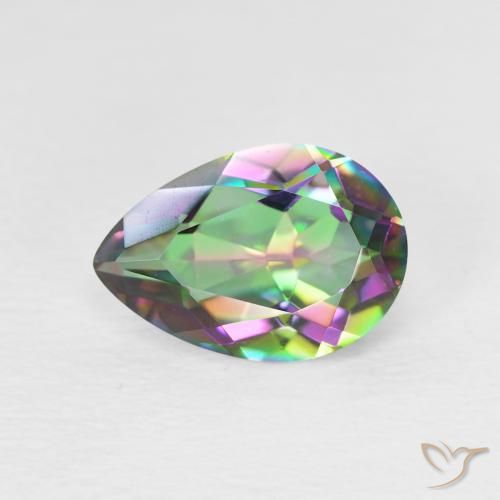 1.86ct Natürlicher Mehrfarbig Mystischer Quarz, Birnenform, VVS-VS