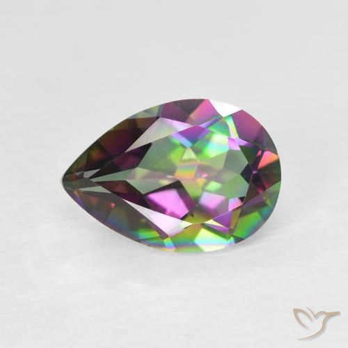 1.78ct Natürlicher Mehrfarbig Mystischer Quarz, Birnenform, VVS-VS