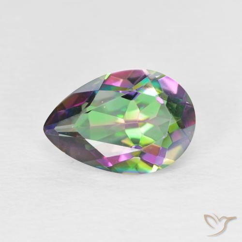 1.88ct Natürlicher Mehrfarbig Mystischer Quarz, Birnenform, VVS-VS