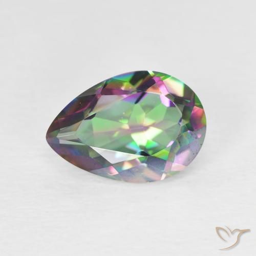 1.92ct Natürlicher Mehrfarbig Mystischer Quarz, Birnenform, VVS-VS