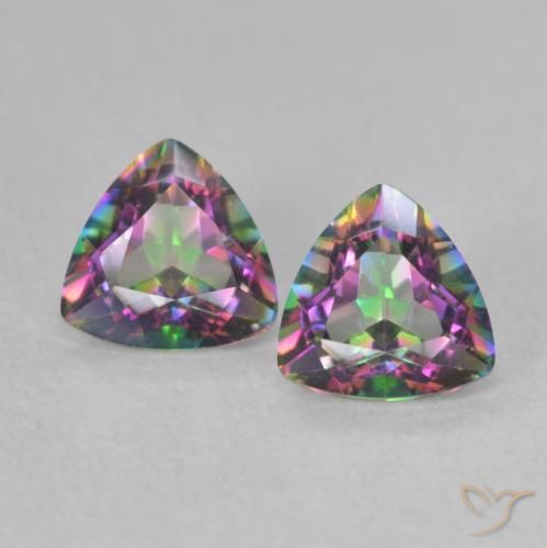 0,88 ct natürliche mehrfarbiger Mystik-Quarz-Edelsteine, Trillion, VVS-VS