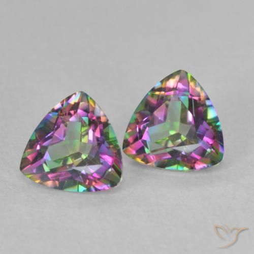 0,88 ct natürliche mehrfarbiger Mystik-Quarz-Edelsteine, Trillion, VVS-VS