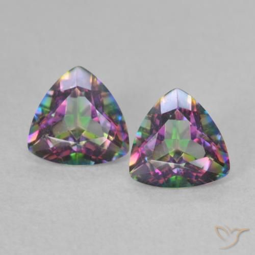 0,88 ct natürliche mehrfarbiger Mystik-Quarz-Edelsteine, Trillion, VVS-VS