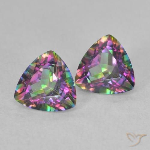 0,88 ct natürliche mehrfarbiger Mystik-Quarz-Edelsteine, Trillion, VVS-VS
