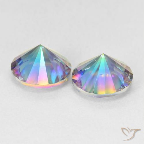 3,30 ct natürliche mehrfarbiger Mystik-Quarz-Edelsteine, Rundschliff, VS