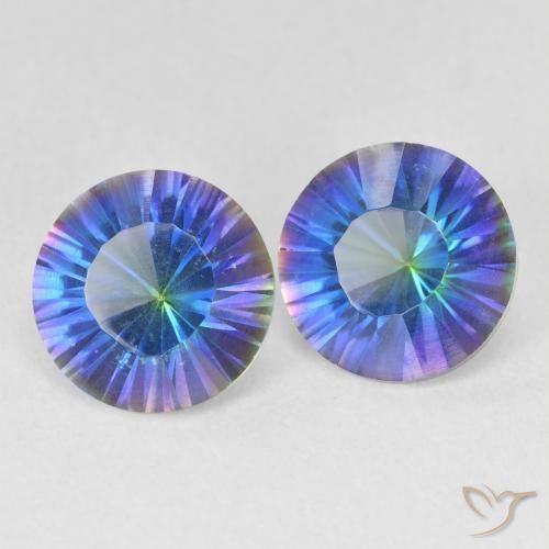 3.39 ct natürliche Mehrfarbiges Blau Mystischer Quarz-Edelsteine, Runden, VVS-VS