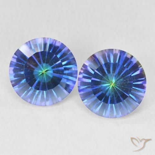 3.44 ct natürliche Mehrfarbiges Blau Mystischer Quarz-Edelsteine, Rund Schliff, VVS-VS