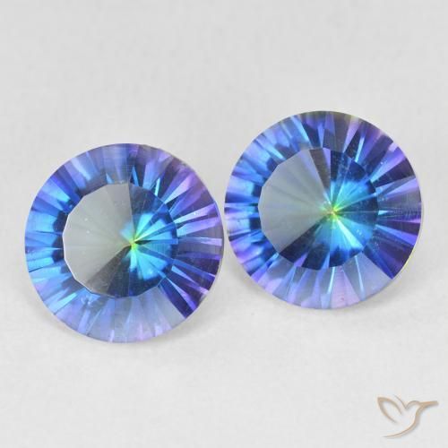 3.44 ct natürliche Mehrfarbiges Blau Mystischer Quarz-Edelsteine, Rund Schliff, VVS-VS