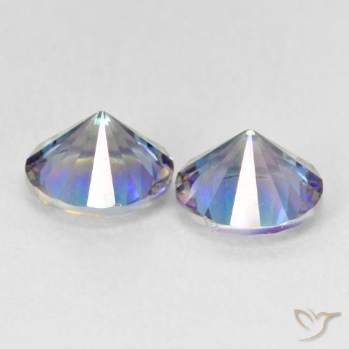 3.29 ct natürliche Mehrfarbiges Blau Mystischer Quarz-Edelsteine, Rund Schliff, VVS-VS