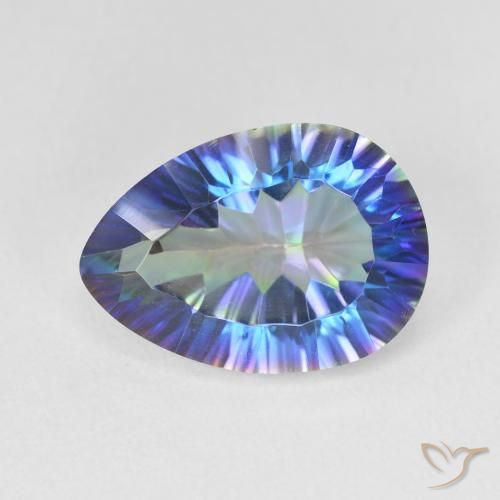 5.26ct Natürlicher Mehrfarbig Mystischer Quarz, Birnenform, VVS-VS