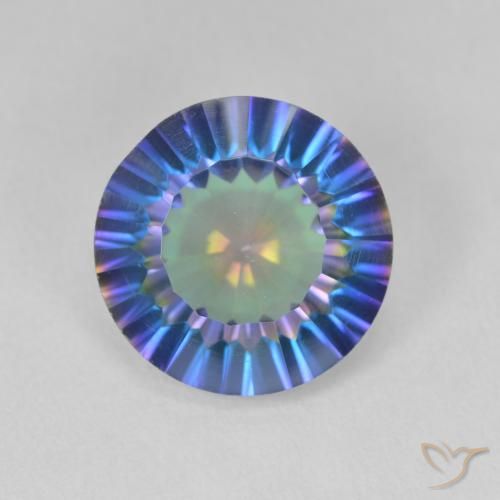 5.11ct Natürlicher Mehrfarbiges Blau Mystischer Quarz, Runden, VS