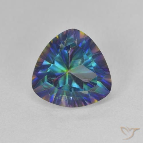 3.50ct Natürlicher Mehrfarbiges Blau Mystischer Quarz, Trillion, VS