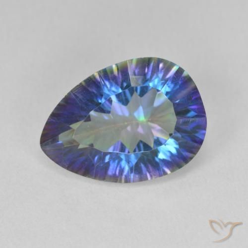 4.82ct Natürlicher Mehrfarbiges Blau Mystischer Quarz, Birnenform, VS