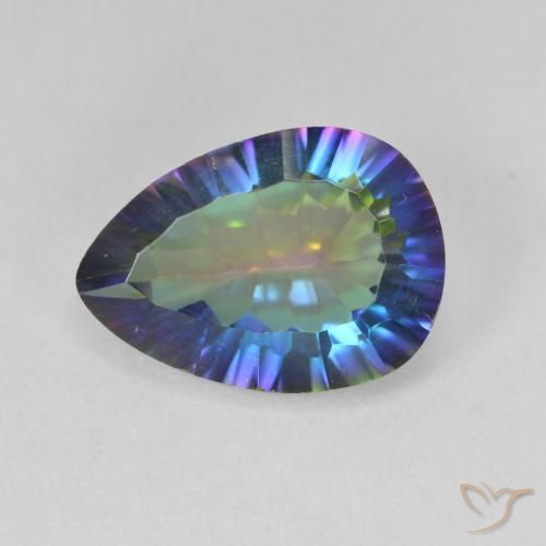4.85ct Natürlicher Mehrfarbiges Blau Mystischer Quarz, Birnenform, VS