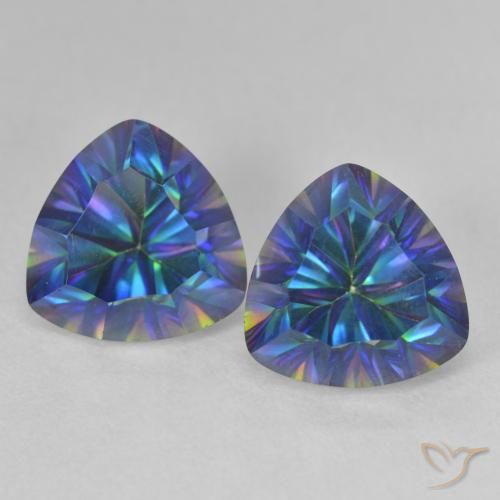 5.14ctw Natürlicher Mehrfarbiges Blau Mystischer Quarz, Trillion, VS
