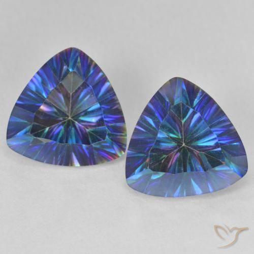 6.07ctw Natürlicher Mehrfarbiges Blau Mystischer Quarz, Trillion, VVS-VS