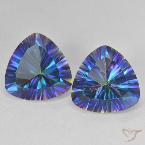 6.27ctw Natürlicher Mehrfarbiges Blau Mystischer Quarz, Trillion, VVS-VS